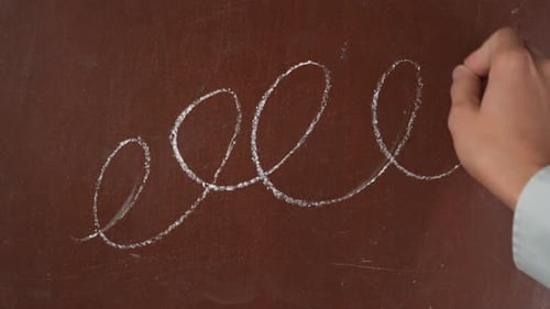 Messy Chalk Scribble on Brown Surface