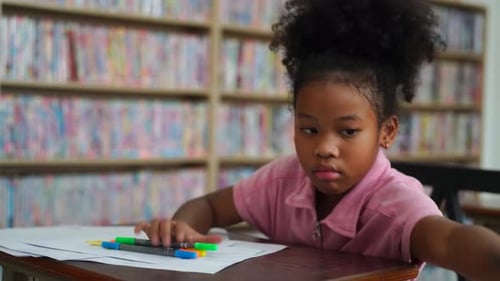 School Classroom Kids During an Art Class