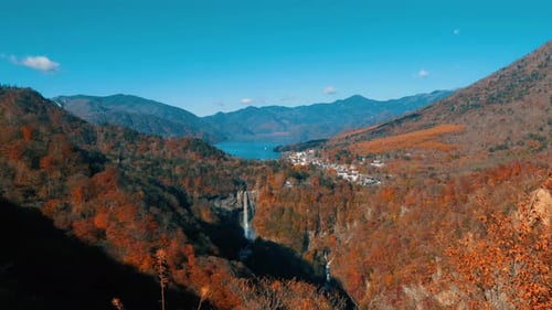 view from the top of the mountain, the autumn forest.