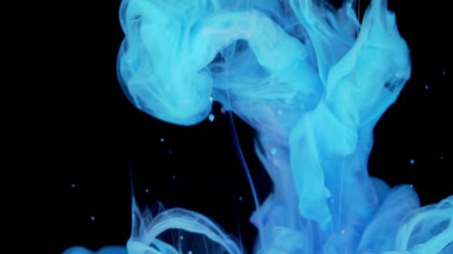 SlowMotion Blue Paint Drops Mixing in Water Captivating Stock Footage