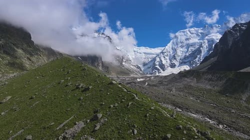 Breathtaking Aerial View of Snowcapped Mountain Range in a Natural Landscape