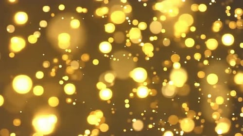 Golden Bokeh Light Particles Floating Upwards Background Loop