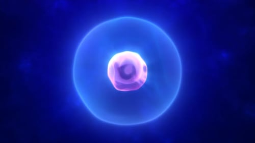 A glowing ethereal purple sphere with a soft flowing core