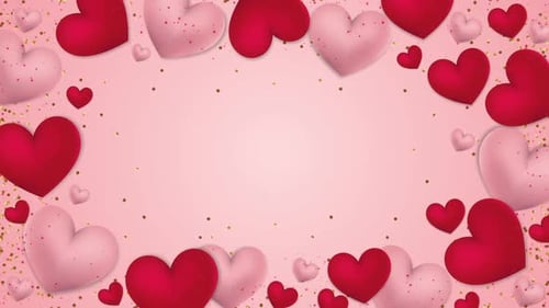 Decorative Pink Hearts and Glitter Frame Animation Loop