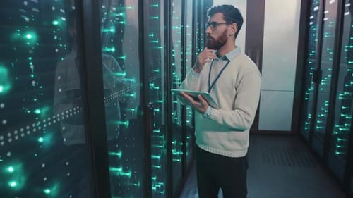 IT Engineer with Tablet in Data Center