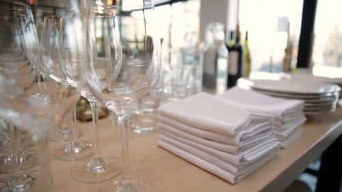 Elegant buffet table arrangement ready for guests at restaurant