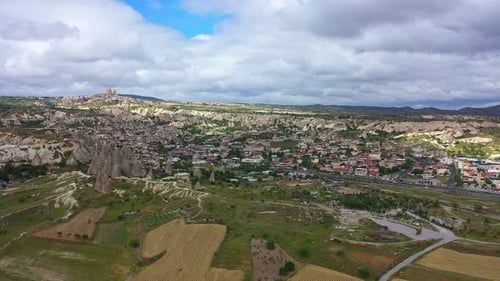 Aerial View of Unique Rock Formations in Cappadocia, Turkey