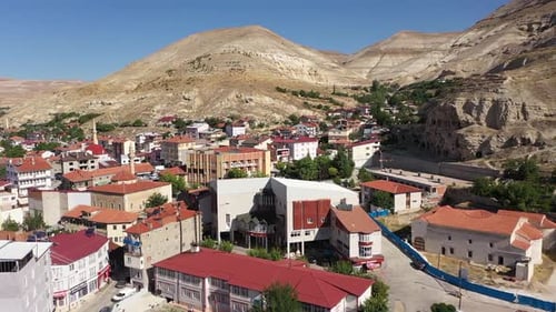 Aerial View Of Sivas Gurun District Center And Mountains