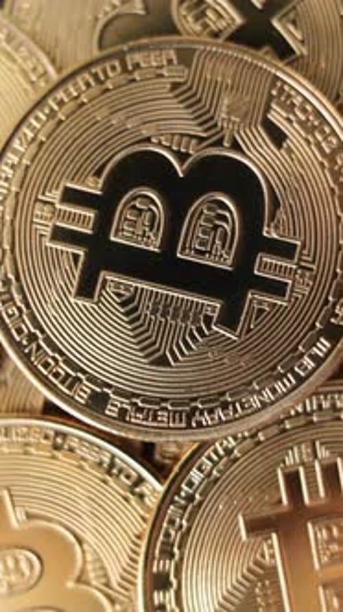 Bitcoin-Blockchain-Technologie Vertikales Video zum Bitcoin-Währungs-BTC-Mining