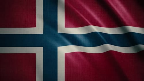 Waving Norwegian Flag Realistic Fabric Animation