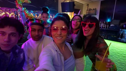 Friends Celebrate Birthday with Drinks in a Nightclub