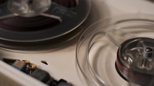 Vintage ReeltoReel Tape Recorder Close Up