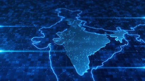 Futuristic Digital India country. Data Technology Globe India Country data background. data transfer
