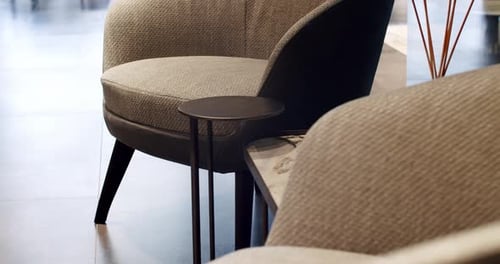 Close Up Fabric and Textile Modern Brown Gray Chair and Modern Textile Armchair