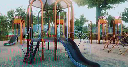 Colorful Playground Equipment Inviting Children to Play Outdoors in the Sun