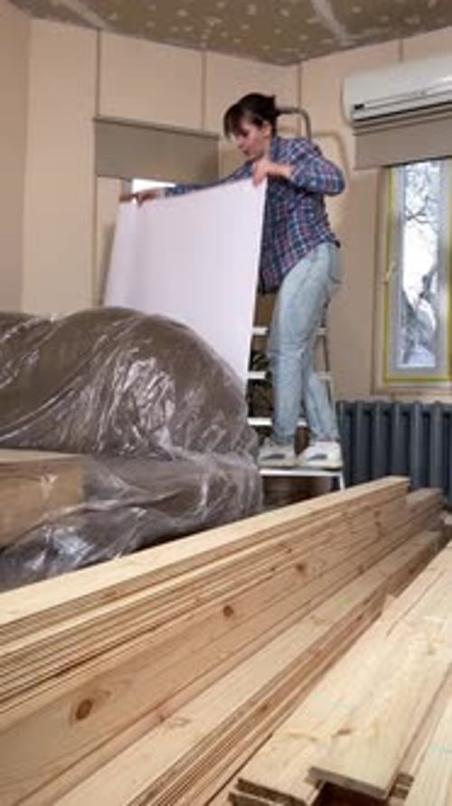 Woman DIY in home improvement