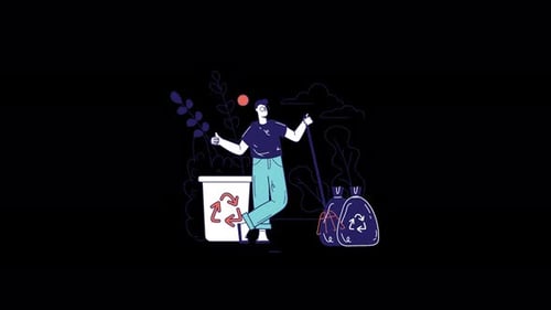 Persona reciclando con bolsas en una ilustración de estilo moderno