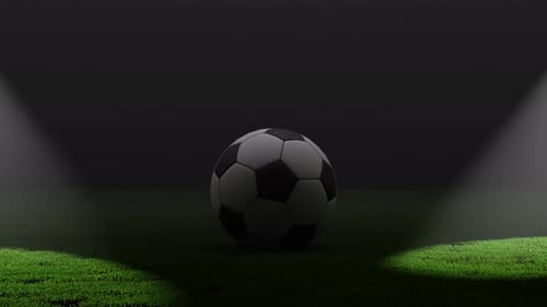 Spotlights Illuminate Soccer Ball on Field