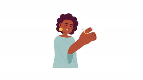 Animated Woman Showing Sparkling Engagement Ring