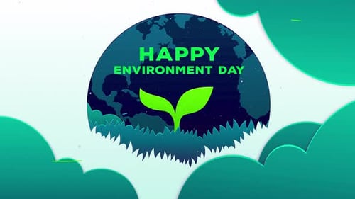 Happy Environment Day Blue Concept Background Animation