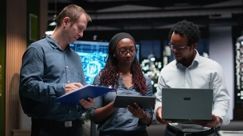 Engineering Team in Office Developing Machine Learning Algorithms