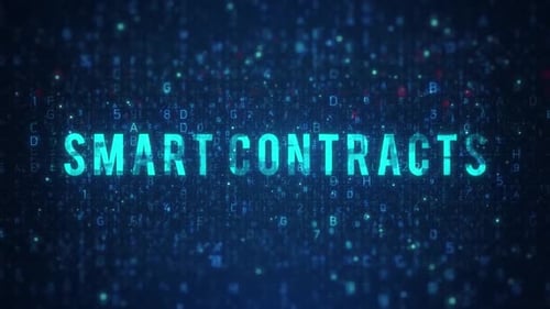Futuristic Smart Contracts Text Reveal in Digital Matrix Style