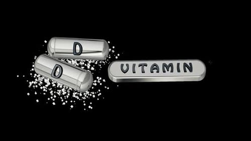 Animation with Silver Pills of Vitamin D, Alpha Channel, 3D Render