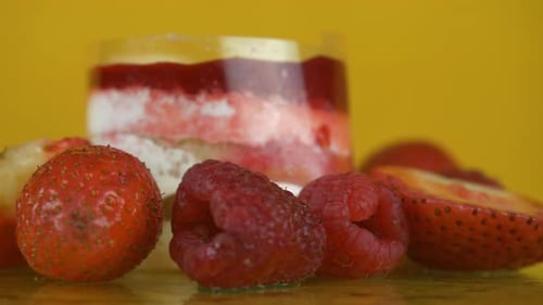 Close Up of Berry Dessert and Fruit
