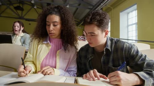 Focused Students Collaborate in University Classroom