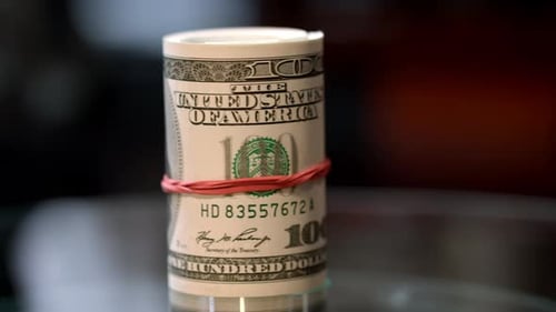 Roll of United States Currency with Elastic Band