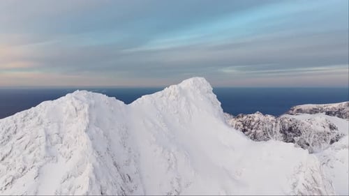 Fly Over Majestic Mountain Peaks Golden Hour