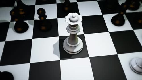 Strategic Chessboard with White Queen Reveal