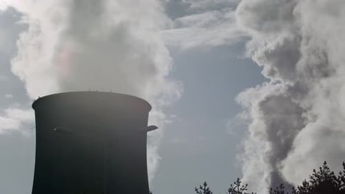 Heavy Steam from Cooling Towers in Power Plant