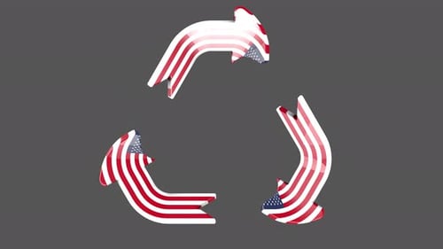 Usa Country Recycle Sign Rotating Arrow + Alpha Channel