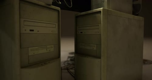 Dusty Retro Computer Towers Grunge Technology Background