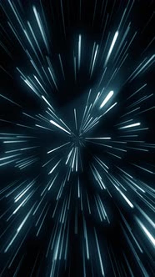 Looped animation. Abstract stream of blue light tunnel. Vertical video