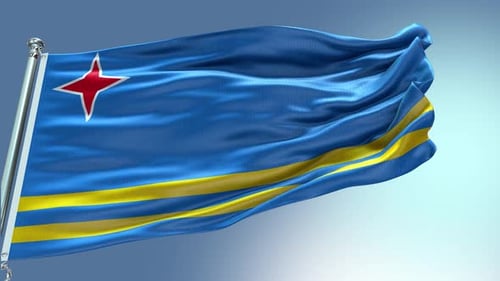 Realistic 3D Waving Aruba Flag Animation