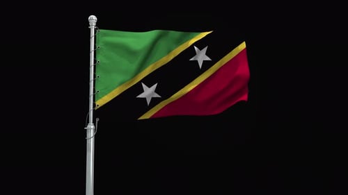 St. Kitts and Nevis Flag Waving Animation on Flagpole