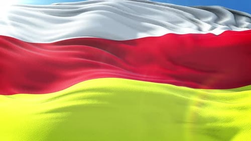 White Red Yellow Striped Flag Waving Loop