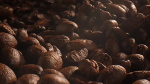 Close Up of Pile of Roasted Coffee Beans