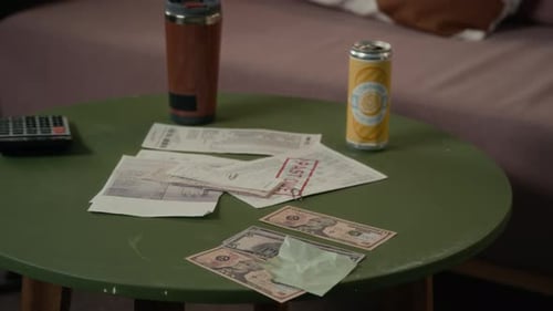 Past Due Bills and Cash on Table Representing Student Financial Struggles