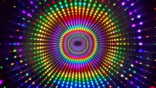 Lebendiger Regenbogen-Sternkreistunnel VJ Loop