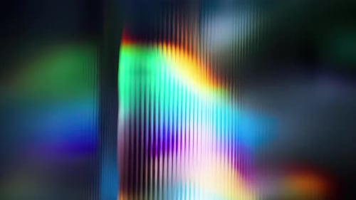 Chromatic light leak reflection with holographic glitch effects and iridescent color shift loop