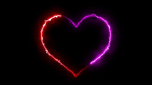Electric Neon Glowing Heart Outline Reveal