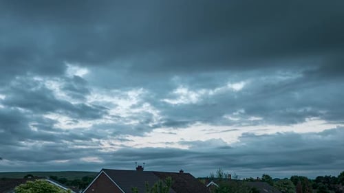Moving Clouds Over Suburban Houses Time Lapse