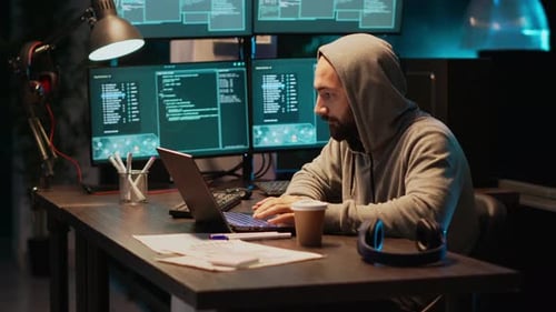 Sistema de codificação Hacker Programmer Late at Night