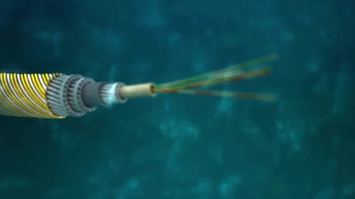 Close-Up of a Submarine Fiber Optic Cable