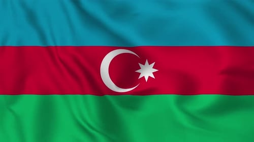 Azerbaijan National Flag Waving with Realistic Fabric Texture