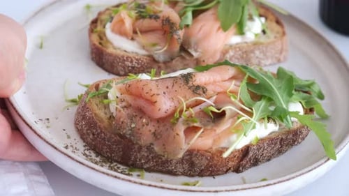Open Faced Salmon Sandwich with Cream Cheese