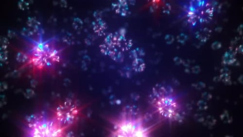Abstract Sparkling Blue Red Crystal Particles Loop Background